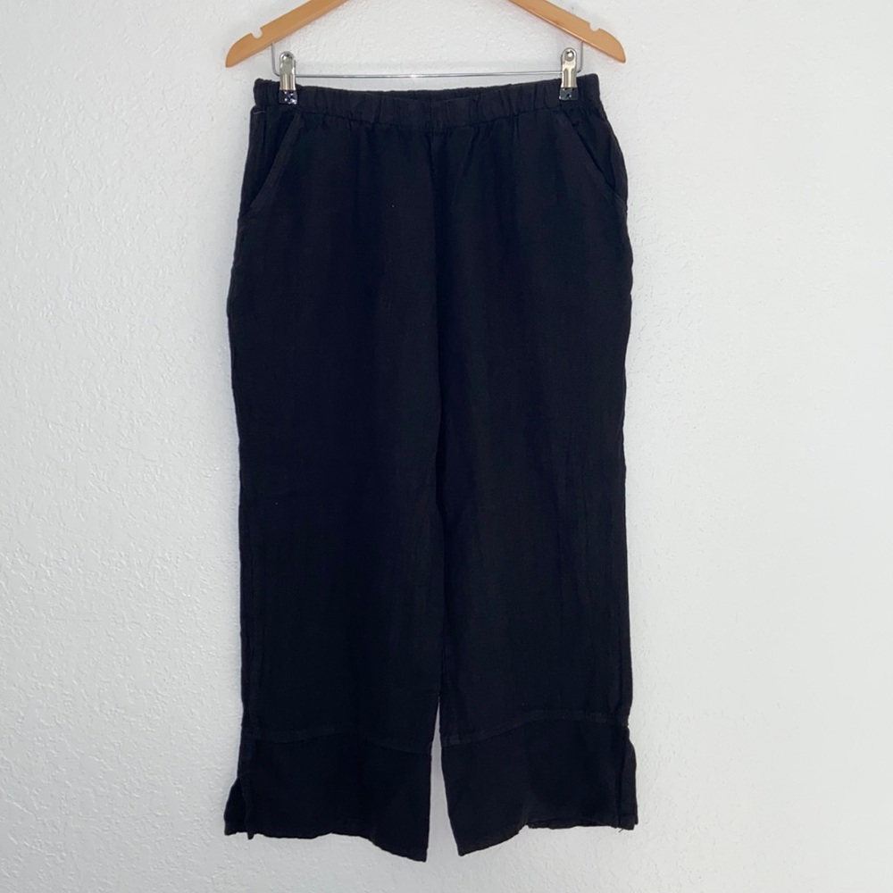 NWT MATCH POINT Black 100% Linen LP40 Capri Pants - Size Small